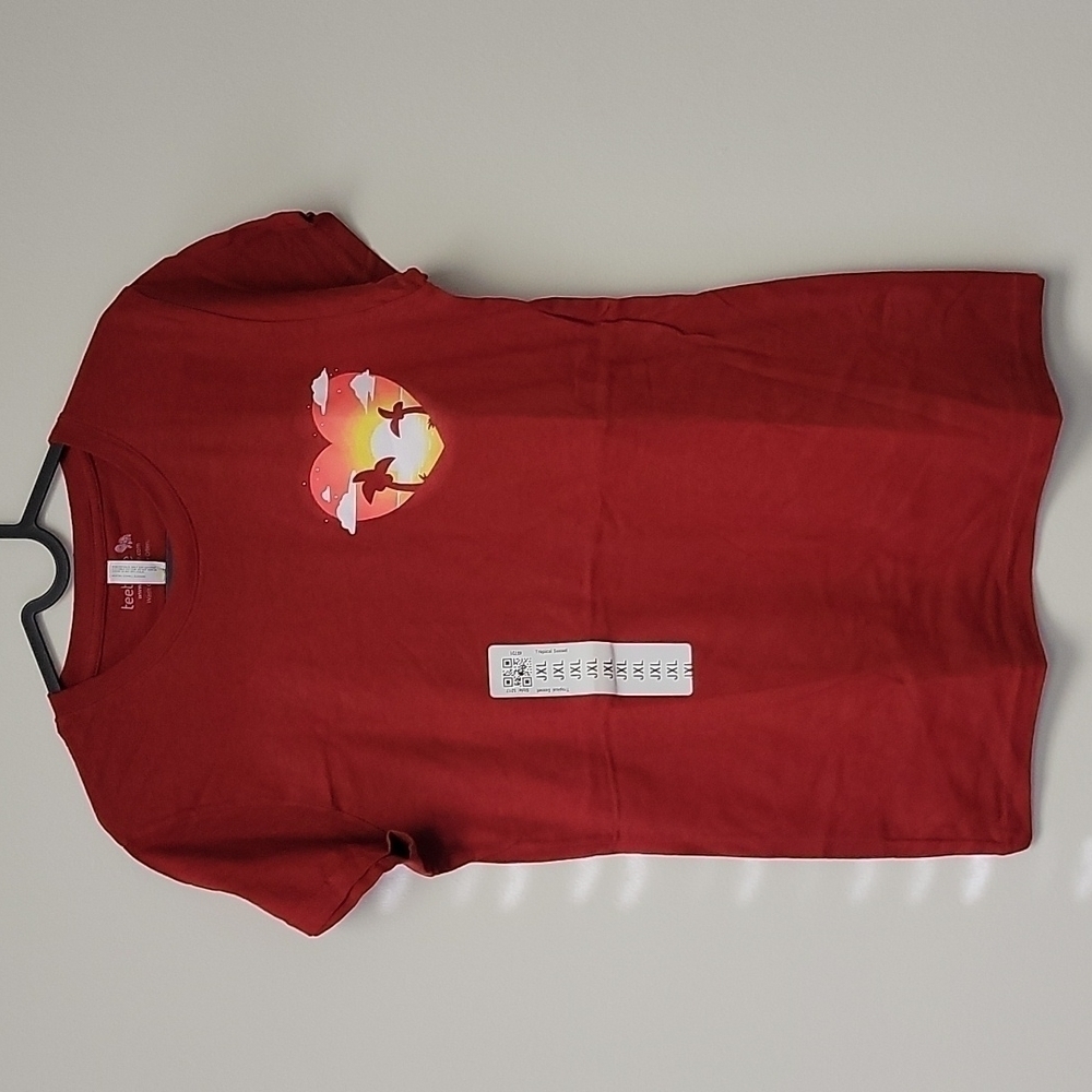 Tee Turtle red tropical sunset graphic t-shirt top XL